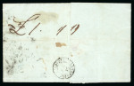 Stamp of Egypt » Posta Europea 1848 (13.5) Folded entire from Livorno to Cairo, struck in transit by Type I blue "POSTA EUROPEA / IN ALESSANDRIA D'EGITTO" oval