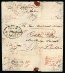 Stamp of Egypt » Private Carriers and Forwarding Agents 1839 (5.6) Folded lettersheet from Calcutta to Ireland showing clear strike of the oval "Care of Mr. T. Waghorn / Suez" hs