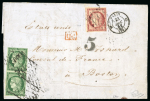 Stamp of France » Type Cérès de 1849-1850 1852 - Lettre pour les Etats Unis combinaison du n°2b 15