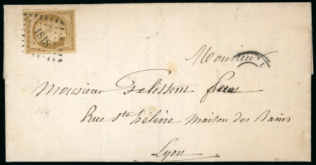 Stamp of France » Type Cérès de 1849-1850 1852, Cérès non dentelé 10 centimes bistre sur lettre