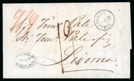 Stamp of Egypt » Private Carriers and Forwarding Agents 1856 (5.10) Folded entire from Alexandria with small black oval "FORWARDED BY MESSRS / BRIGGS & Co."