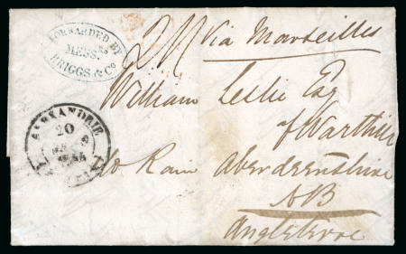 Stamp of Egypt » Private Carriers and Forwarding Agents Briggs & Co: 1844 (17.3) Folded entire from Alexandria with black oval "FORWARDED BY MESSRS / BRIGGS & Co."