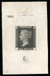 Stamp of Great Britain » Line Engraved Essays, Plate Proofs, Colour Trials and Reprints Late Impression of 1d die II proof in black on unwatermarked wove paper