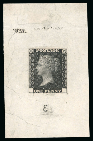 Stamp of Great Britain » Line Engraved Essays, Plate Proofs, Colour Trials and Reprints Late Impression of 1d die II proof in black on unwatermarked wove paper
