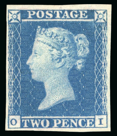 Stamp of Great Britain » 1841 2d Blue 1841 2d "violet blue" pl.4 OI, on more or less blued paper, large balanced margins all round, large part original gum