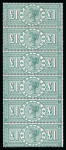 Stamp of Great Britain » 1855-1900 Surface Printed » 1887-1900 Jubilee Issue & 1891 £1 Green 1887-92 £1 green, ED-JD vertical strip of six, superb