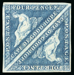 Stamp of South Africa » Cape of Good Hope 1863-64 De La Rue 4d steel blue, unused pair, good to large margins