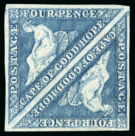 Stamp of South Africa » Cape of Good Hope 1863-64 De La Rue 4d steel blue, unused pair, good to large margins