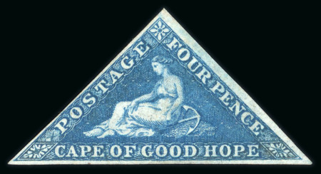 Stamp of South Africa » Cape of Good Hope 1853 Perkins Bacon 4d  deep blue, on slightly blued