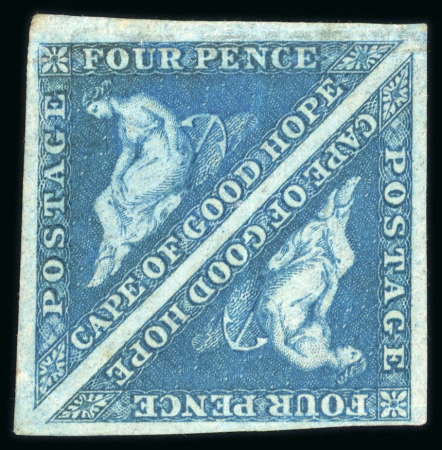 Stamp of South Africa » Cape of Good Hope 1853 4d blue, on slightly blued paper, unused pair with part original gum