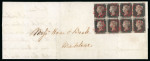 Stamp of Great Britain » 1840 1d Black and 1d Red plates 1a to 11 1840 (Aug 30) entire letter to Cranbrook in Maidstone, bearing a superb block of eight 1840 1d intense black pl.2