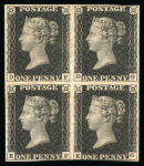 Stamp of Great Britain » 1840 1d Black and 1d Red plates 1a to 11 1840 1d black pl.5 DF/EG mint block of four