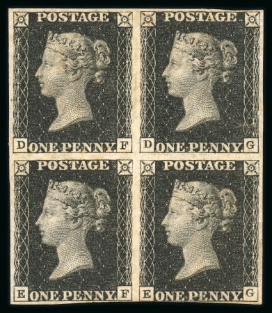 Stamp of Great Britain » 1840 1d Black and 1d Red plates 1a to 11 1840 1d black pl.5 DF/EG mint block of four