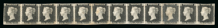 Stamp of Great Britain » 1840 1d Black and 1d Red plates 1a to 11 1840 1d black pl.4 IA-IL, the magnificent complete mint horizontal row of twelve