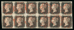 Stamp of Great Britain » 1840 1d Black and 1d Red plates 1a to 11 1840 1d black pl.4 PA/QF used block of twelve