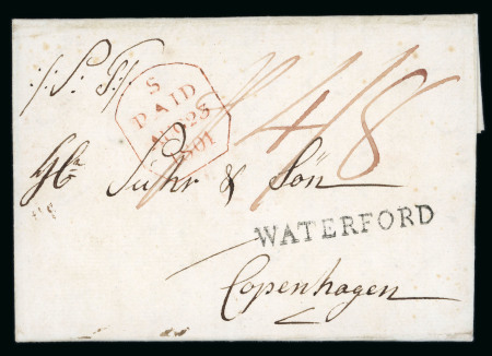 Stamp of Ireland » Pre-Stamp Postal History » Independant Post Office Period - 1784-1831 1801 (August 15th) Folded entire showing a black straight line "WATERFORD"
