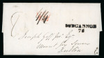 Stamp of Ireland » Pre-Stamp Postal History » Independant Post Office Period - 1784-1831 1826 (August 7th) Folded entire sent from Castlecaufield, rated "1/4" double deleted with an inspectors red Crown "A" handstamp