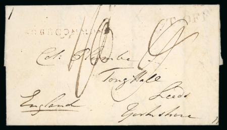 Stamp of Ireland » Pre-Stamp Postal History » Independant Post Office Period - 1784-1831 1816 (May 9th) Folded entire from Roscommon to Leeds showing an unframed "T• OFF" (Treasurers Office) hs