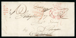 Stamp of Ireland » Pre-Stamp Postal History » Independant Post Office Period - 1784-1831 1820 (June 15th) Redirected folded entire showing a red-crowned fancy oval garter "TAXES/26JU26/WS" ds