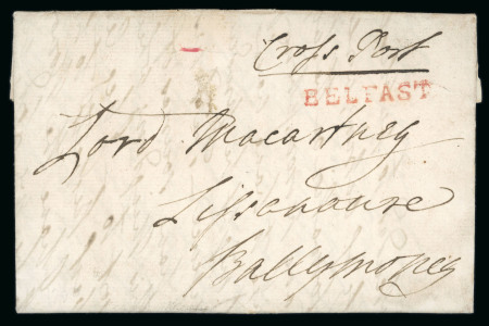 Stamp of Ireland » Pre-Stamp Postal History » Independant Post Office Period - 1784-1831 1790 (September 20th) Folded entire from Belfast endorsed with manuscript "Crofs Post"