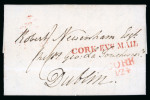 Stamp of Ireland » Pre-Stamp Postal History » Independant Post Office Period - 1784-1831 1824 (January 13th) letter showing straight line "CORK EVG MAIL" handstamp in red