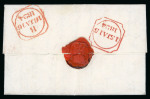 Stamp of Ireland » Pre-Stamp Postal History » Independant Post Office Period - 1784-1831 1824 (January 13th) letter showing straight line "CORK EVG MAIL" handstamp in red