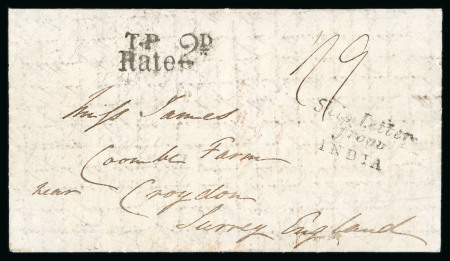Stamp of Ireland » Pre-Stamp Postal History » Unified Post Period - 1827-1839 1829 (May 22th) Folded entire sent from Calcutta, India, showing Dublin "Ship Letter / from / INDIA" hs