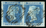 Stamp of Great Britain » 1841 2d Blue 1841 2d blue pl.4 EH-EI used horizontal pair with inverted wmk