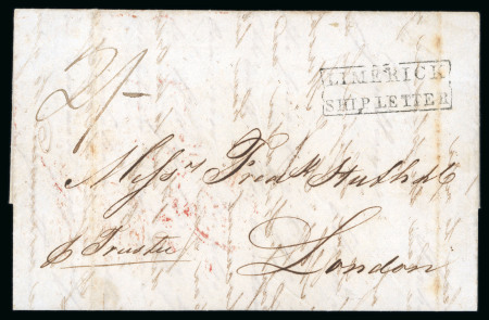 Stamp of Ireland » Pre-Stamp Postal History » Unified Post Period - 1827-1839 1837 (June 9") letter from Bahia, Brazil to London showing a framed "LIMERICK SHIP LETTER"