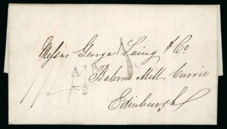 Stamp of Ireland » Pre-Stamp Postal History » Unified Post Period - 1827-1839 1836 (July 12th) Folded entire from Merchants Quay, Dublin to Currie, Scotland