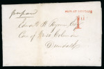 Stamp of Ireland » Pre-Stamp Postal History » Postal Reform Period 1840 (February 11th) Folded entire sent locally showing a distinctive "PAID AT DUNDALK / 1d" in red