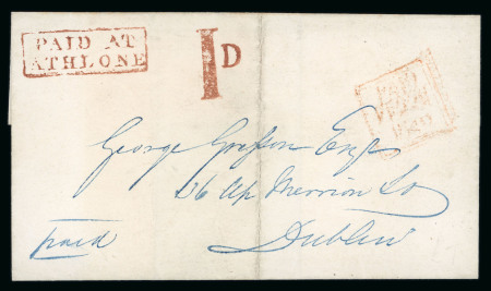 Stamp of Ireland » Pre-Stamp Postal History » Postal Reform Period 1840 (February 21st) Folded letter sheet with framed "PAID AT / ATHLONE"