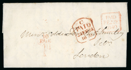 Stamp of Ireland » Pre-Stamp Postal History » Postal Reform Period 1840 (February 22nd) Prepaid folded entire from Dame showing a Dublin coded "10 / PAID / 1d." hs