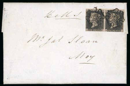 Stamp of Ireland » GB Used In Ireland 1841 (March 31st) Folded entire with two 1840 1d blacks tied by two crisp clear strikes of the black Maltese Crosses of Armagh