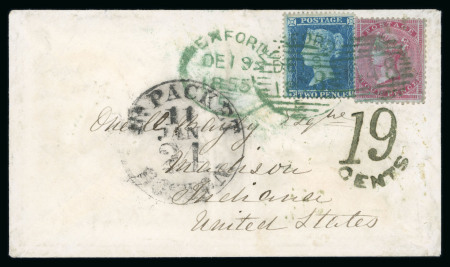 Stamp of Ireland » Transatlantic Mail to, from and via Ireland 1855 (December 19th) Envelope from Wexford to Madison,