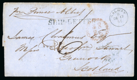 Stamp of Ireland » Transatlantic Mail to, from and via Ireland 1858 (December 10th) Folded packet letter with straight line Galway "SHIP LETTER"