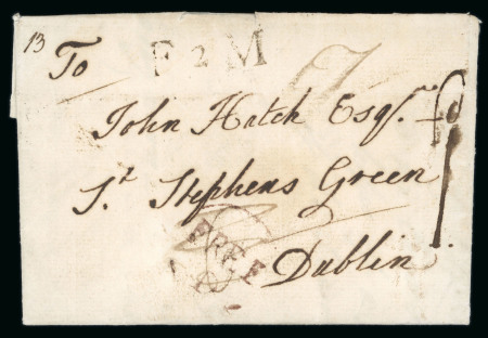 Stamp of Ireland » Pre-Stamp Postal History » Local Post Period - 1773-1840 1784 (January 27th) Folded entire from London to Dublin