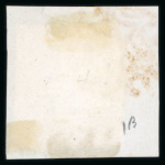 Stamp of Great Britain » 1840 1d Black and 1d Red plates 1a to 11 1840 1d black pl.1b FG with 4 fine to large margins tied to piece by a vivid orange MC