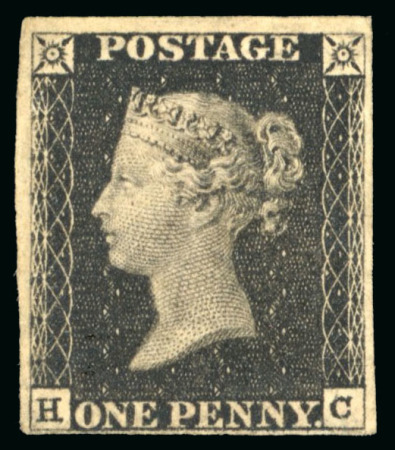 Stamp of Great Britain » 1840 1d Black and 1d Red plates 1a to 11 1d black pl.1b HC with four margins unused