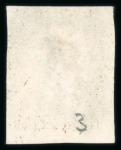 Stamp of Great Britain » 1840 1d Black and 1d Red plates 1a to 11 1840 1d black pl.3 TC with 4 margins, enormous at base, with full strike of orange-red MC
