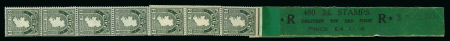 Stamp of Ireland » Definitives 1923 SE 2d blue-green, vertical coil leader (R *) (480), with eleven stamps, plus green paper roll value £ 4.0.4