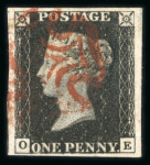 Stamp of Great Britain » 1840 1d Black and 1d Red plates 1a to 11 1840 1d black pl.10 OE with good to large margins and neatly struck by red MC