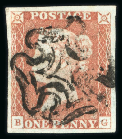 Stamp of Great Britain » 1840 1d Black and 1d Red plates 1a to 11 1841 1d pl.1b BG red printing from 'black plate' with four large margins and black MC