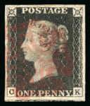 Stamp of Great Britain » 1840 1d Black and 1d Red plates 1a to 11 1840 1d black group of 9 singles, each with four margins and a pair