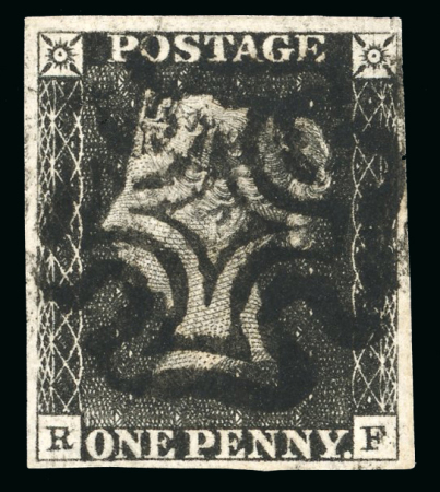 Stamp of Great Britain » 1840 1d Black and 1d Red plates 1a to 11 1840 1d grey-black pl.7 RF with four margins and black MC