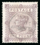 Stamp of Great Britain » 1855-1900 Surface Printed » 1867-83 High Values 1867-83 wmk MC £1 brown-lilac fine used