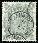 Stamp of Great Britain » 1855-1900 Surface Printed » 1867-83 High Values 1867-83 wmk Anchor 10s grey-green on blued paper used with Strand cds