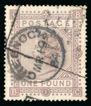 Stamp of Great Britain » 1855-1900 Surface Printed » 1867-83 High Values 1867-83 wmk Anchor £1 brown-lilac used with 'Greenock' cds