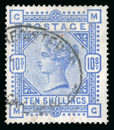 Stamp of Great Britain » 1855-1900 Surface Printed » 1883-84 & 1888 High Values 1883-84 10s ultramarine on blued paper used