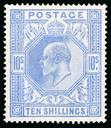Stamp of Great Britain » King Edward VII » 1902-10 De La Rue Issues 1902-10 De La Rue 2s6d lilac and 2s6d dull purple, 5s bright carmine and 10s ultramarine, each a fine mint